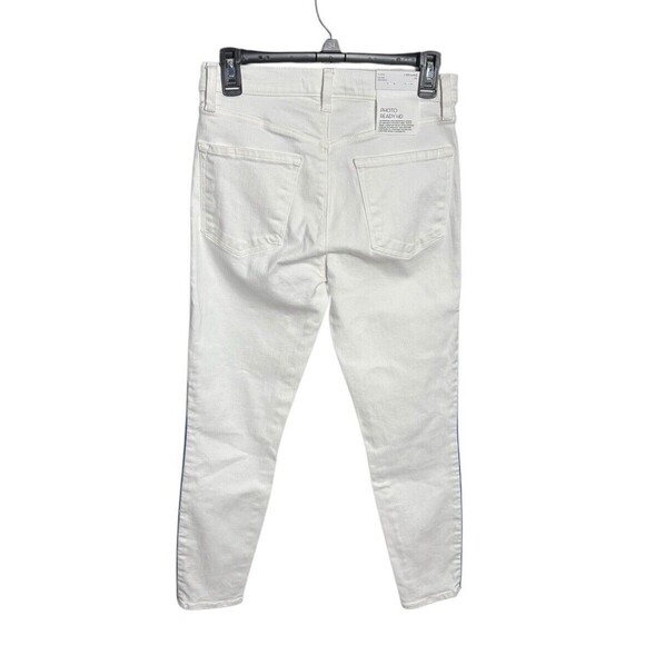 J Brand Alana High Rise Crop Skinny Jeans White Blue Piping Size 28 Photo Ready - Picture 4 of 6